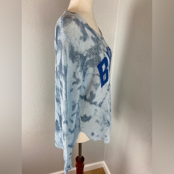 Wooden Ships Beach Lightweight V Neck Tie Dye Blue Sweater Small / Medium - Picture 4 of 14